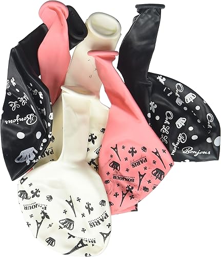 Amscan 110358 - Globos de látex estampados "Day in Paris", 6 unidades, multicolor, talla única
