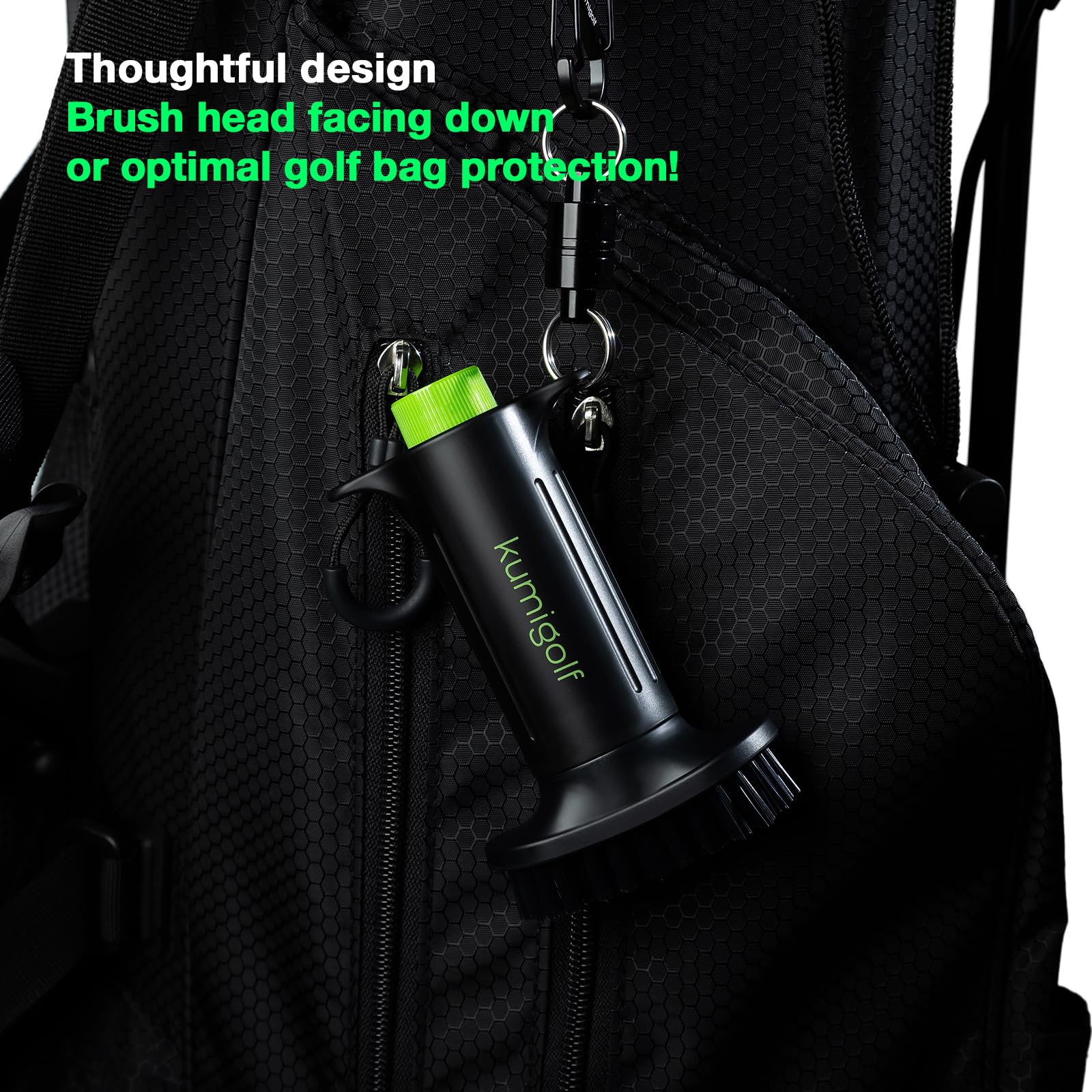 Spazzola d'acqua H3, funzione spray e clip magnetiche, spazzola per mazza da golf e golf club, setole in nylon di alta qualità e resistenti per superfici racchette, scanalature