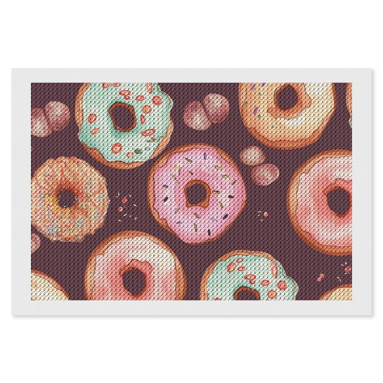 NONHAI Diamond Painting Kits for Adults - DIY Diamond Art Kits for Beginners - Full 5D Paint Drill Diamond Dots Paintings- Pretty Donuts Diamonds Pictures Gem Art and Craft Wall Decor 8"x12"