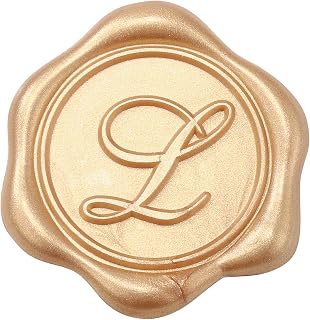 Yoption Letter Wax Seal Stickers, 50 Pcs Light Gold Initial L Self- Adhesive Wax Stickers, Perfect for Wedding Christmas Birthday Party Gift Wrapping