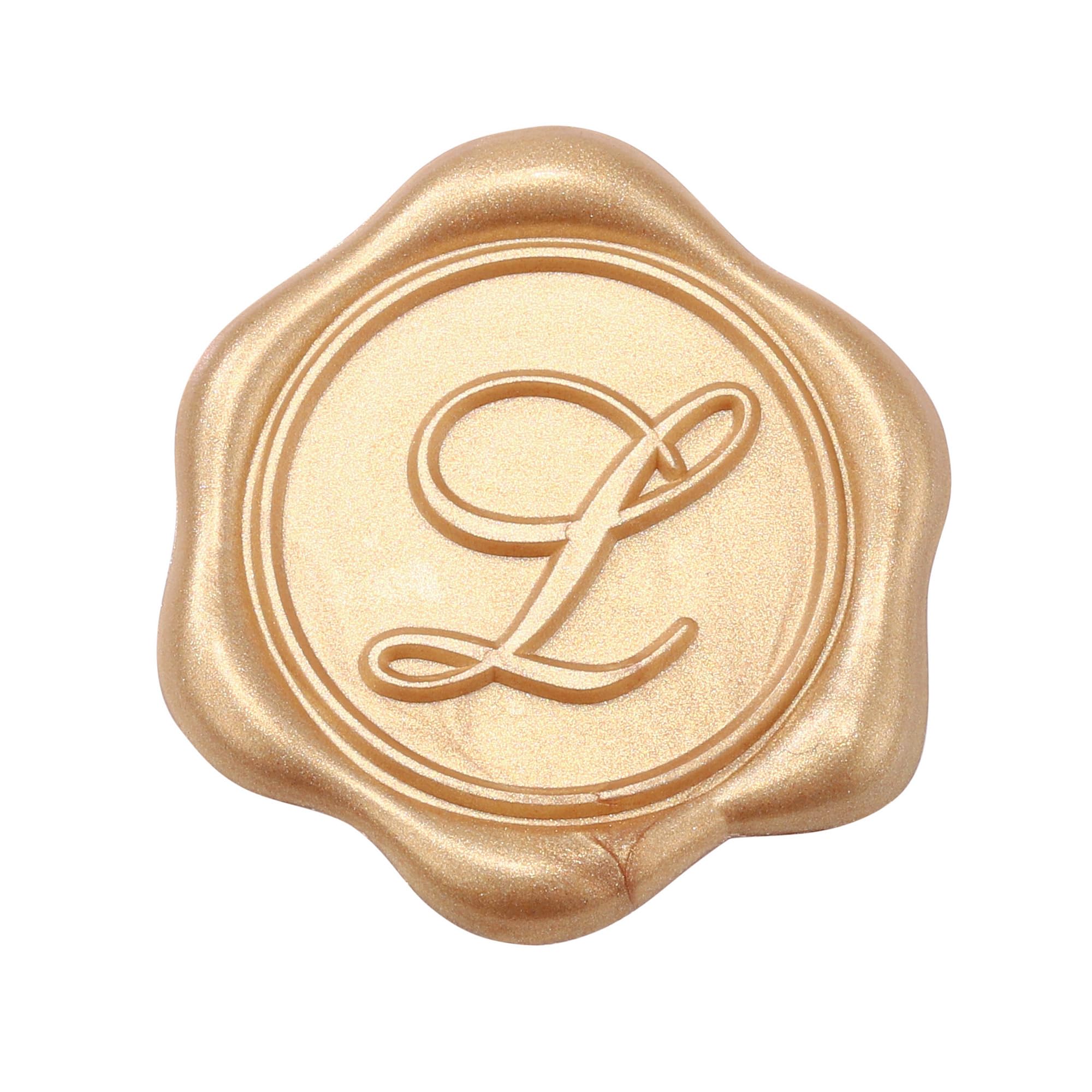 Yoption Letter Wax Seal Stickers, 50 Pcs Light Gold Initial L Self- Adhesive Wax Stickers, Perfect for Wedding Christmas Birthday Party Gift Wrapping