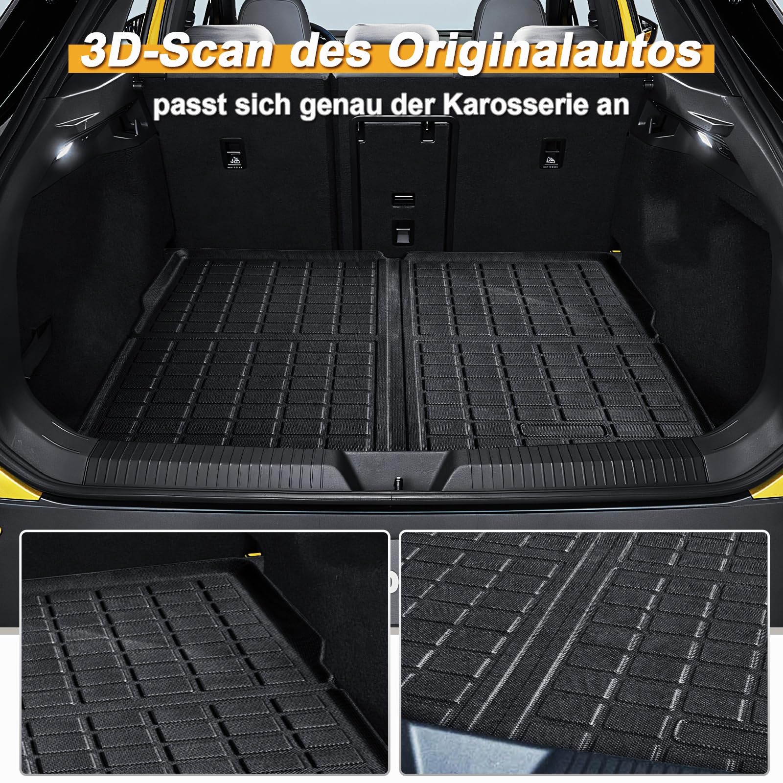 ECOZEN Wanna do bagażnika do VW ID.4 2021-2025, TPE na każdą pogodę, oryginalna mata do bagażnika 3D, 3-warstwowa guma, wodoszczelna, wysokie dopasowanie, wysoka krawędź, wanna do bagażnika VW ID.4