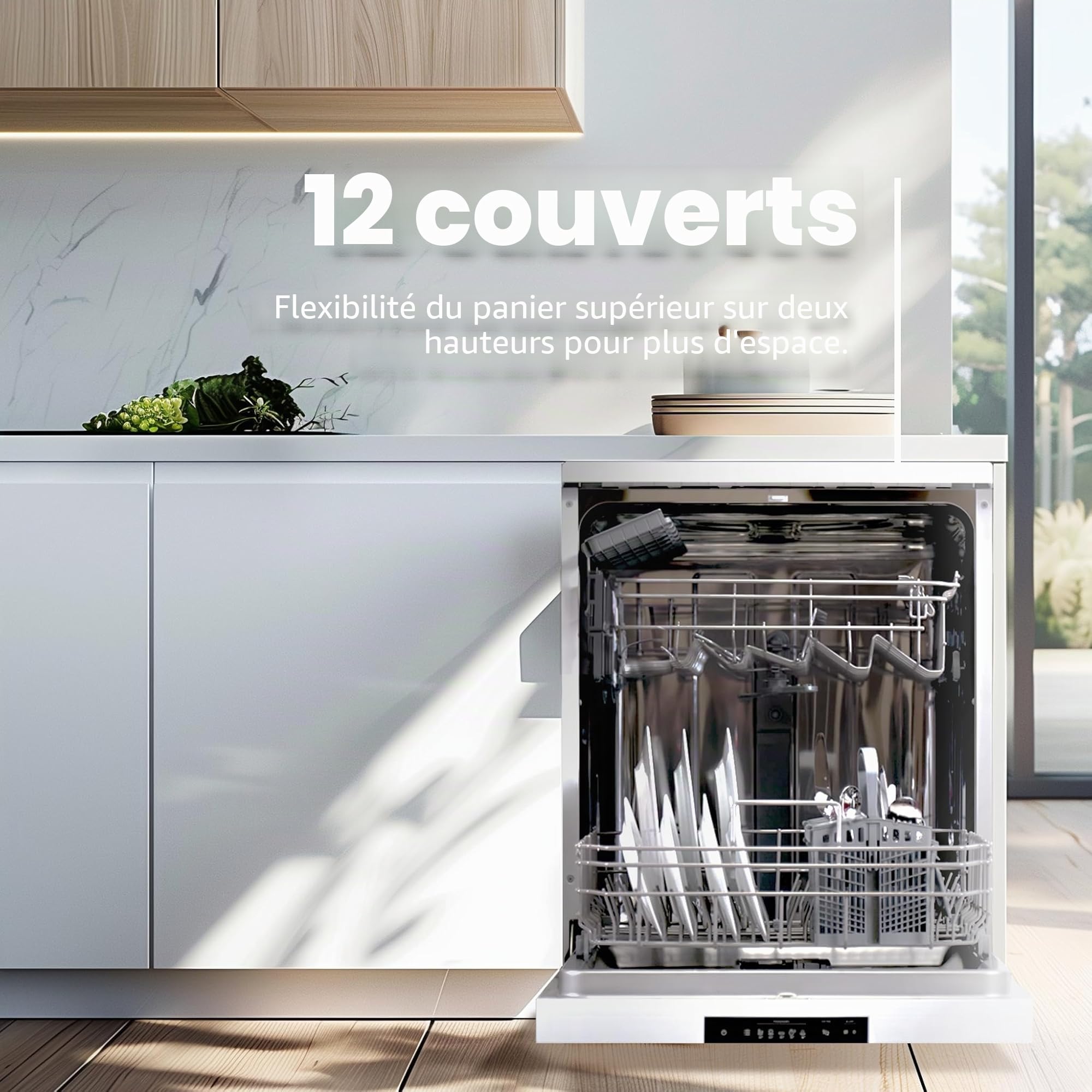 EVVO Lave-vaisselle 60 cm 12 couverts 5 programmes blanc