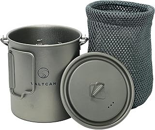 Valtcan Titanium 750ml Pot Bail Handle, Tight Lid, 4.7 oz with Lid & Mesh Bag