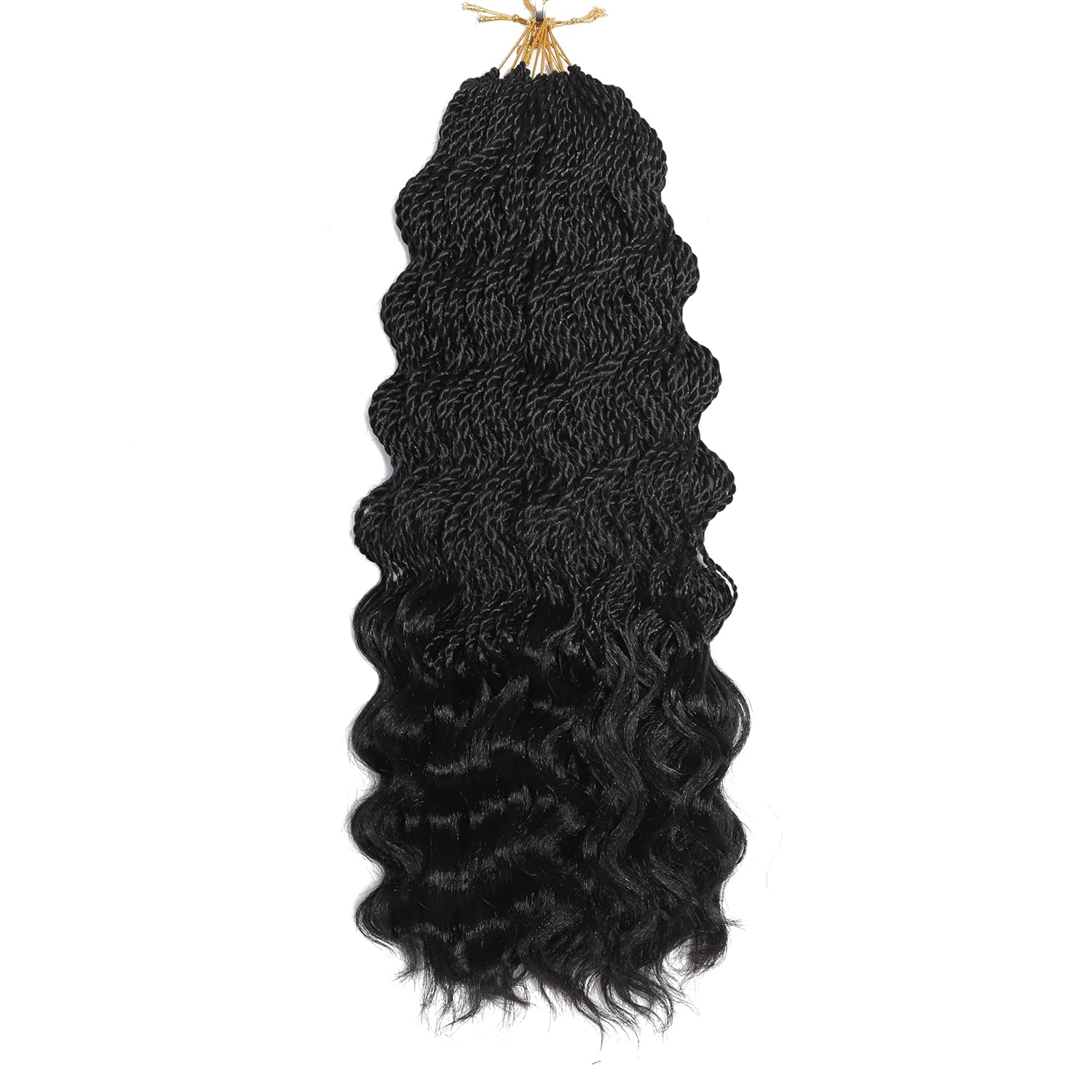 Wavy Senegalese Twist Crochet Braids 6packs/lot 22Inch 35Strands/Pack Synthetic Crochet Hair Curly Twist Braiding Hair (22 Inch, 1B#)