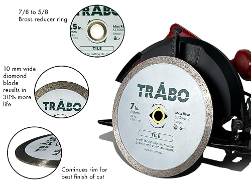 Miniatura 2 de Trabo Paquete de 3 hojas de unión de metal de diamante de borde continuo de 4.5 pulgadas para cortar granito, cerámica, porcelana, cuarzo y más, 3