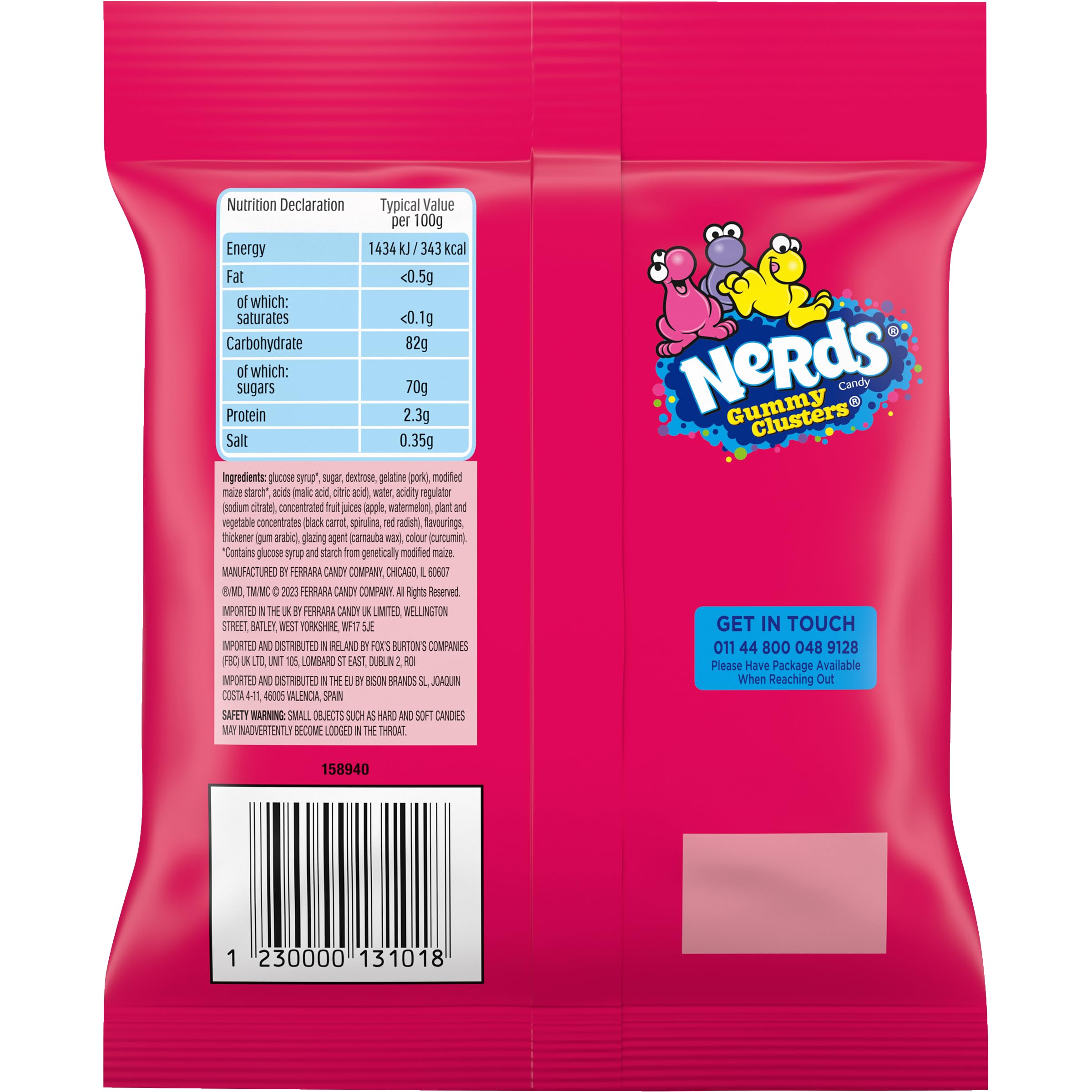 Nerds Gummy Clusters Fruits Peg Bag Caramelos con Texturas Múltiples Ácidos y Crujientes Centro Gomoso Pack de 10 Bolsas x 113 g