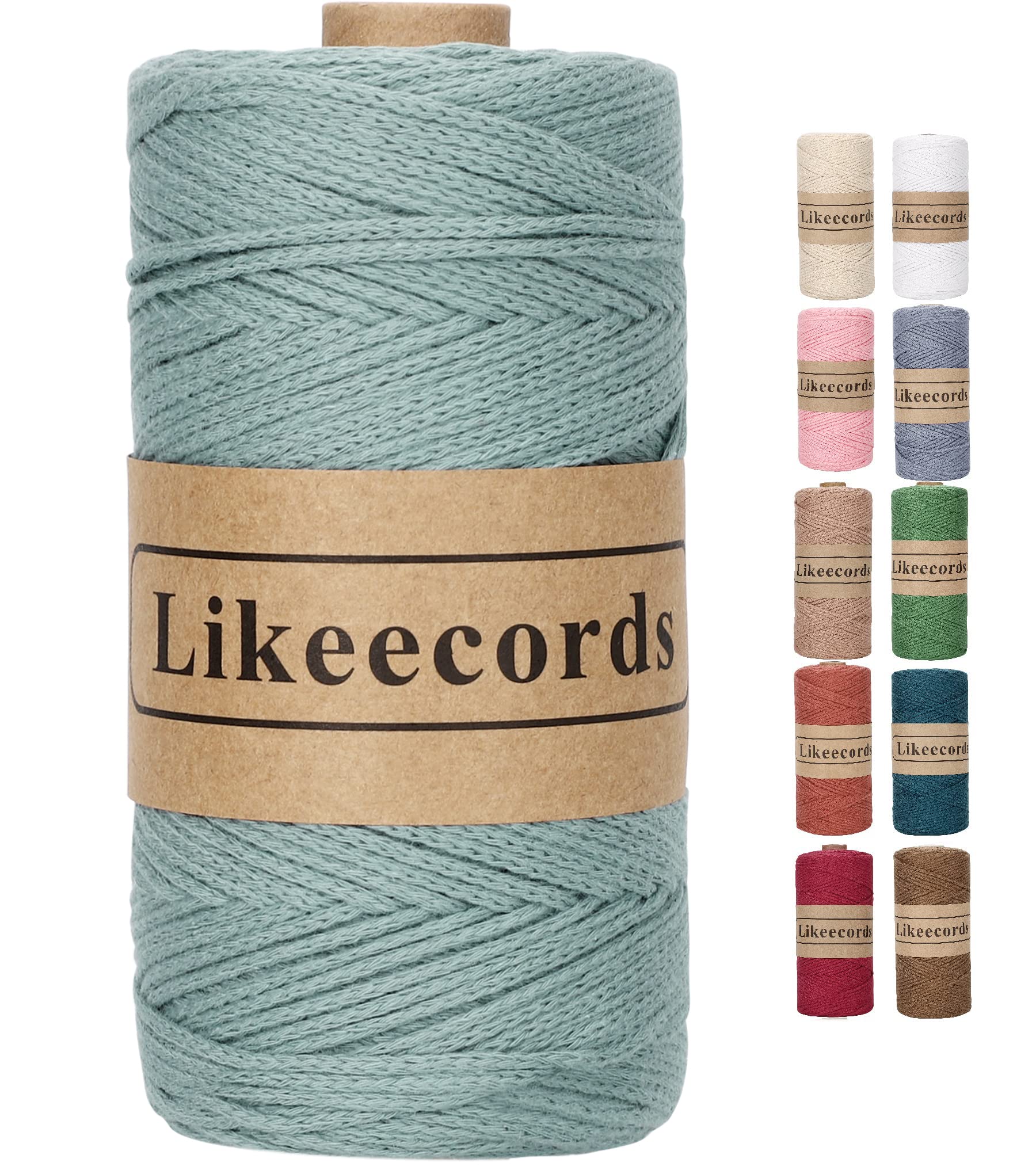 Likeecords 100% Cotton Crochet Bag Cord 2mm 170m Macrame Cord 2mm Crochet Thread Macrame Rope Gift for Knitter (Grayish Blue)