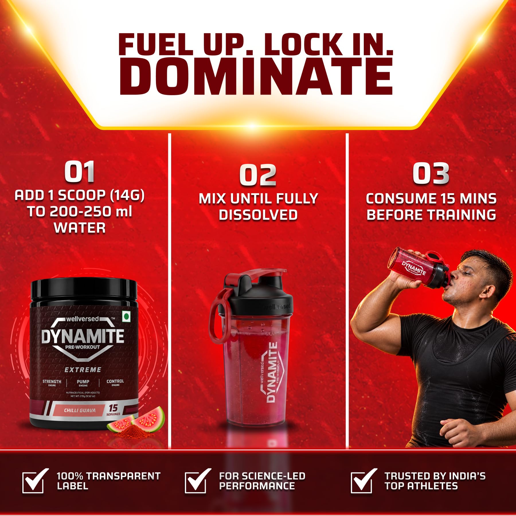 Dynamite Extreme Pre Workout For Men 15 Servings, Chilli Guava — Amazon image 6