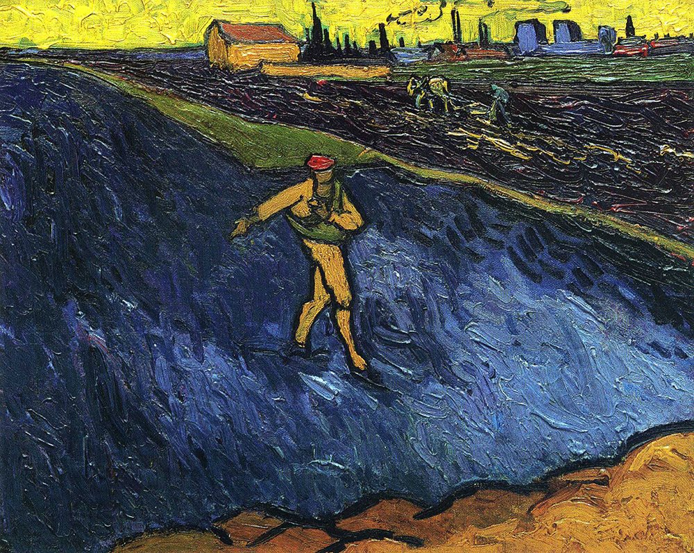 Lámina El Sembrador de Van Gogh en papel mate de archivo con marco negro