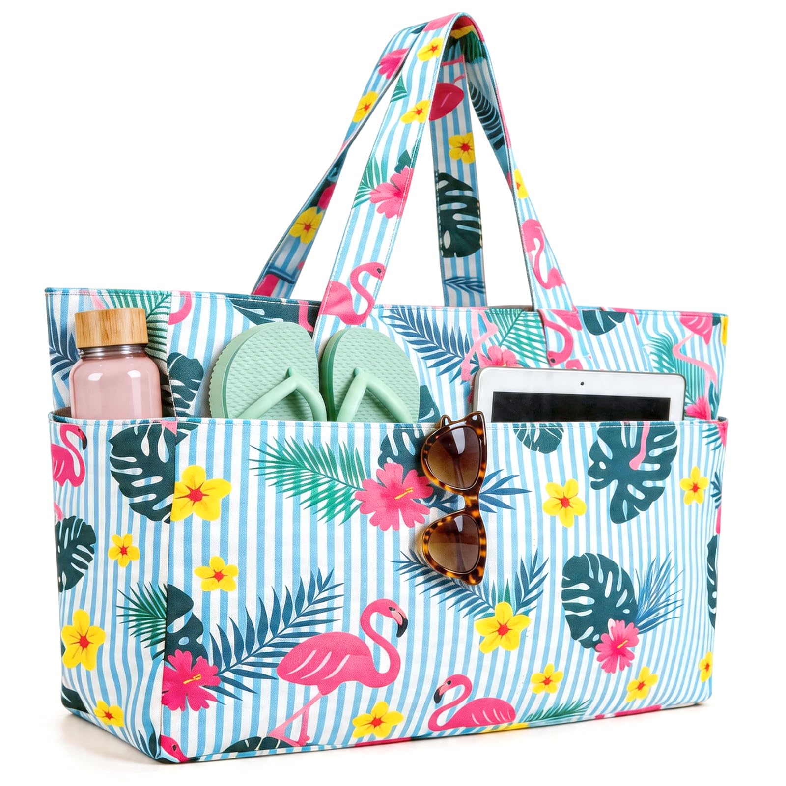Hap Tim Sac fourre-tout de plage imperméable XXL avec compartiment humide et fermeture éclair, grande capacité, sac de voyage, léger, pliable, pour femme, pour la natation, le shopping, la salle de