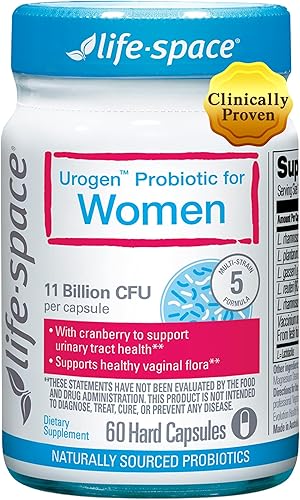 Life-Space Probiótico de Urógeno con arándano para la salud del tracto urinario, probiótico para mujeres con Lactobacillus rhamnosus y reuteri. para