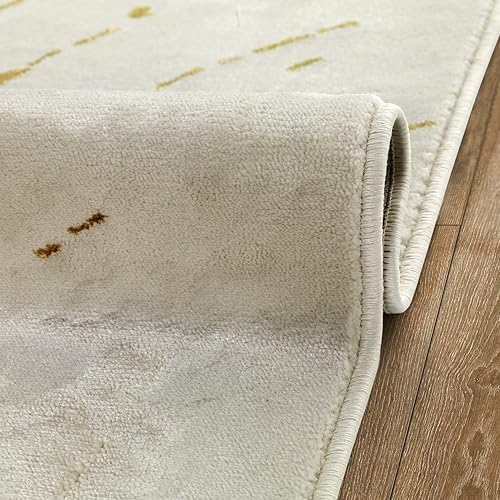 Miniatura 6 de Antep Rugs Babil - Alfombra de pasillo moderna abstracta de mármol dorado de 2 x 7 pies (beige, 2 x 7 pies)