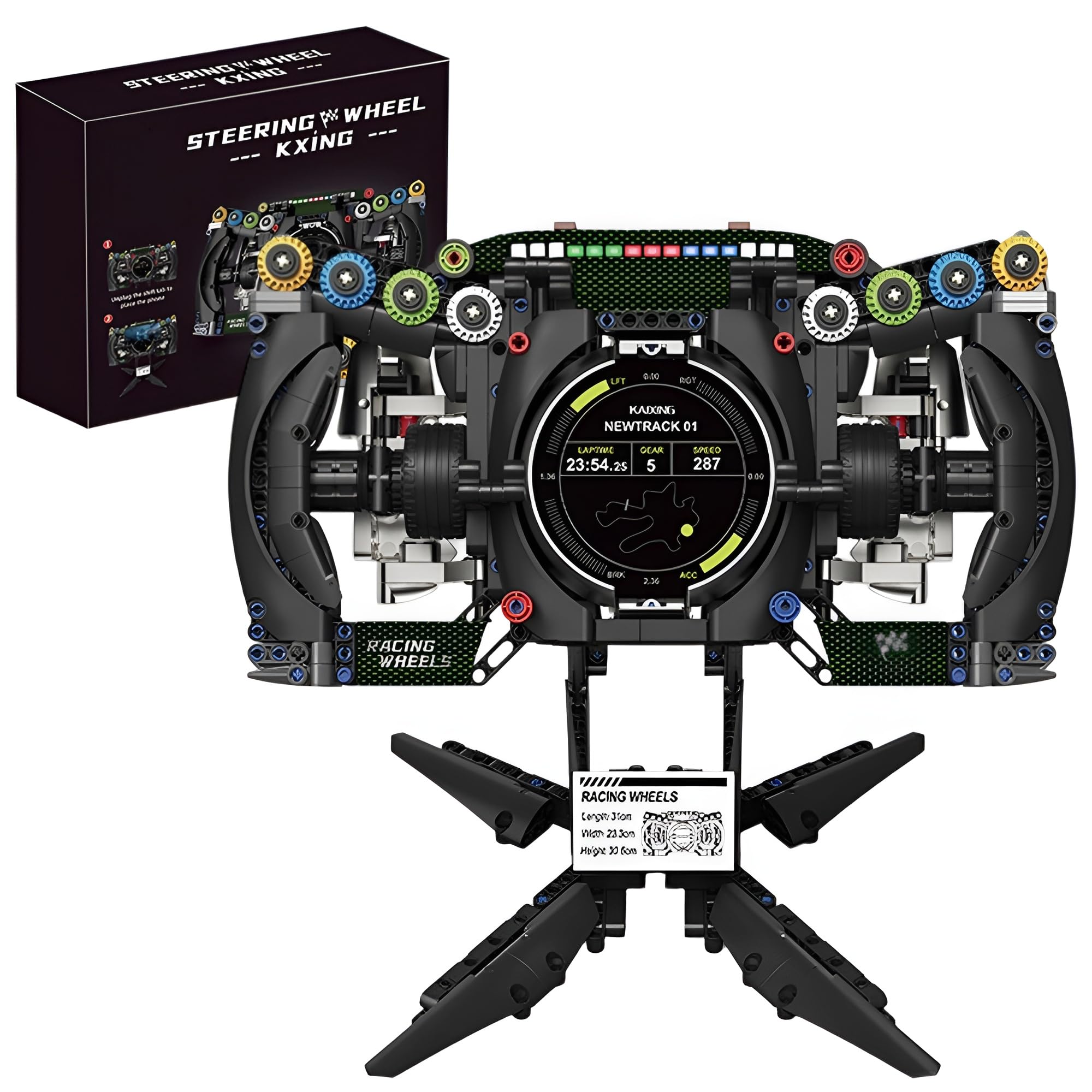 MirthMakers Racing Steering Wheel Building Set — 904PCS Mechanical Gaming Sim Racing Cars Driving Wheel Bricks Kit with Moving Parts, Home Office Decor, Collector's Model for Racing Fans