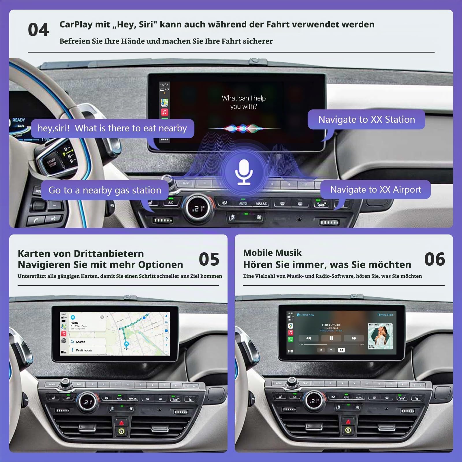 Road Top CarPlay Modul für BMW i3 I01 NBT System 2012-2017 Jahr