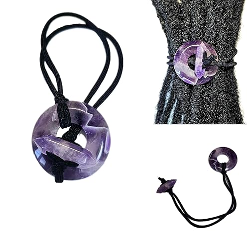 Miniatura 10 de Nutty Natte Lazo elástico anudado con piedras preciosas para cabello rastas y cabello grueso, accesorios para cola de caballo, accesorios para el