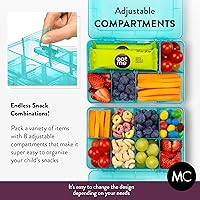 Vista 5 de Juego de 2 Recipientes para Aperitivos - Reutilizables, 100 Etiquetas Disolubles, 8 Compartimentos Ajustables, Apto para Lavavajillas, Sin BPA