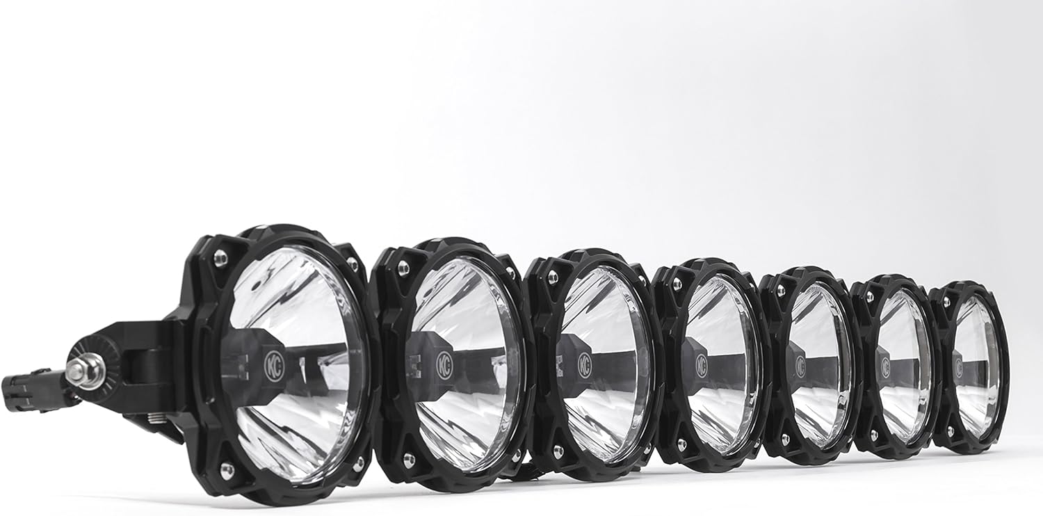 Front view of the KC HiLiTES Pro6 LED Light Bar with seven individual light modules