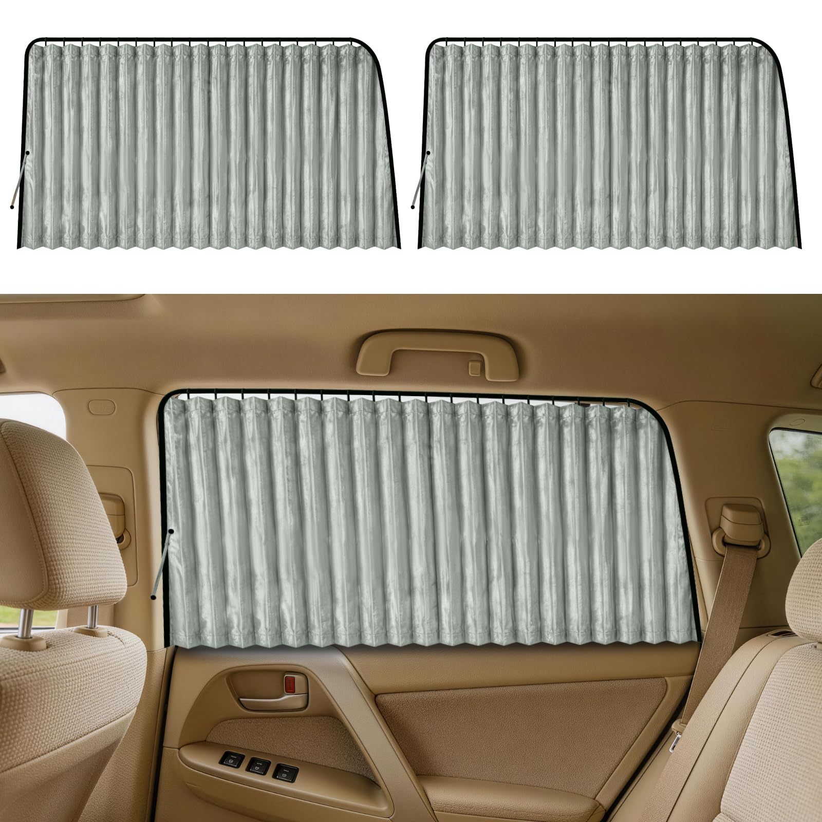 Zatooto, Parasol para Ventanas Laterales de Coche, 2 Unidades, Color Gris, magnéticas, Mantiene el Interior más Fresco, Ideal para Dormir del bebé