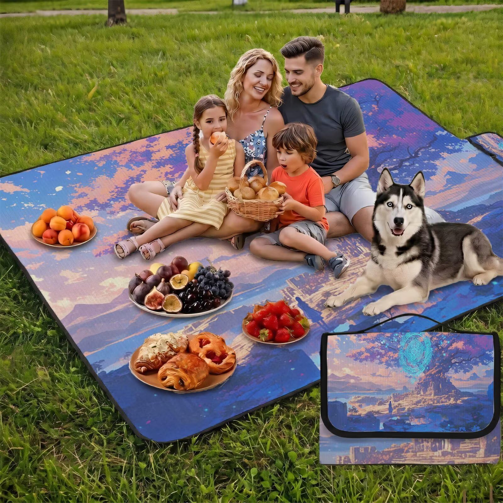 Grande Coperta de Picnic 200x300 cm,Albero della vita da sogno (2) Manta Picnic Impermeable Anti-Sabbia Manta de Playa Pieghevole,Outdoor Picnic Blanket per Spiaggia,Camping,Giardino,Trekking - FZ-79