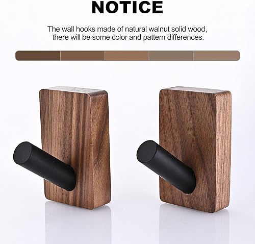 Miniatura 5 de LECHYN Paquete de 6 ganchos de pared de madera para colgar, montaje en adhesivo y montado en la pared, ganchos decorativos bohemios de madera de