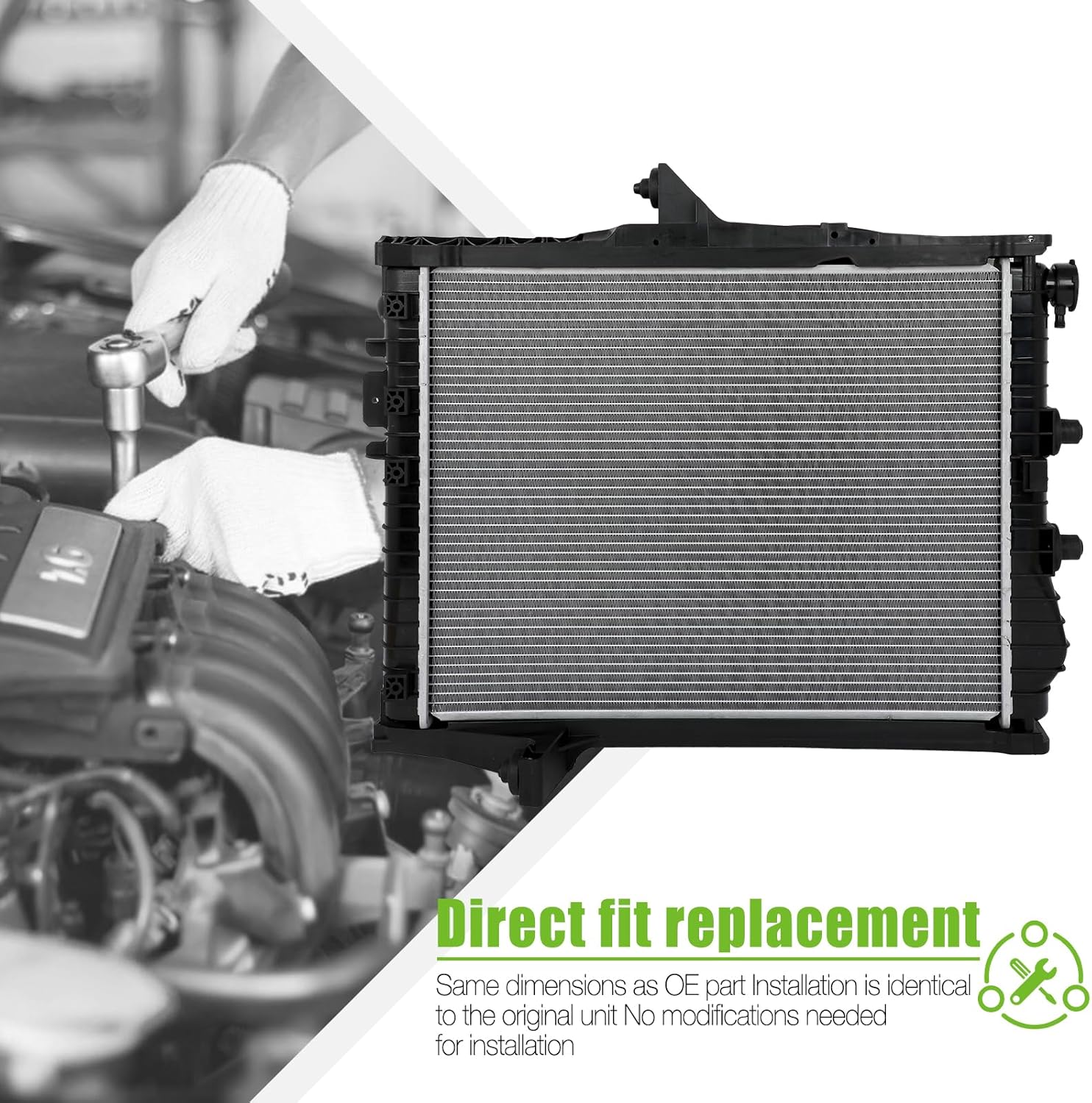 SCITOO Aluminum Radiator for 2008-2009 for Chrysler for Aspen 4.7L 2007-2009 for Chrysler for Aspen 5.7L 2004-2009 for Durango 3.7L 2004-2009 for Durango 4.7L 2004-2009 for Durango 5.7L Replace 2738