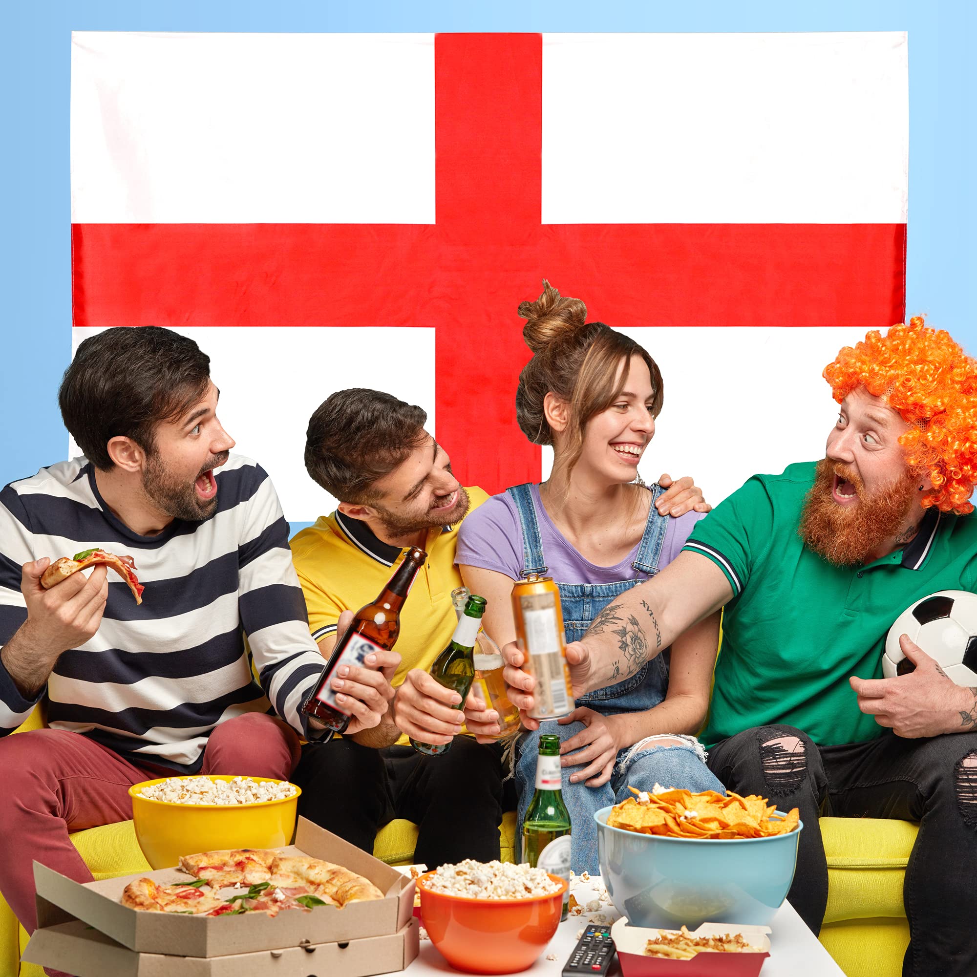 St. George Flagge Afro-Perücke – England-Fußball-Fan-Zubehör Für WM, Partys & Kostüme