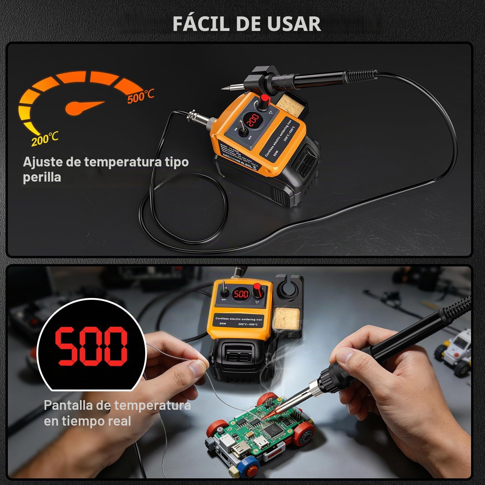 Juego de soldador inalámbrico para Dewalt batería de 18 V 54 V, 90 W LED digital, pistola de soldadura con 5 puntas, alambre de soldadura de 0,04 pulgadas para cualquier entusiasta de la afición