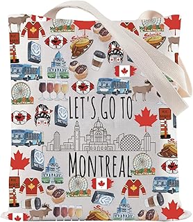 ZJXHPO Montreal Skyline Tote Bag Let’s Go To Montreal Reusable Tote Bag Montreal Canada Vacation Gift Montreal Souvenir