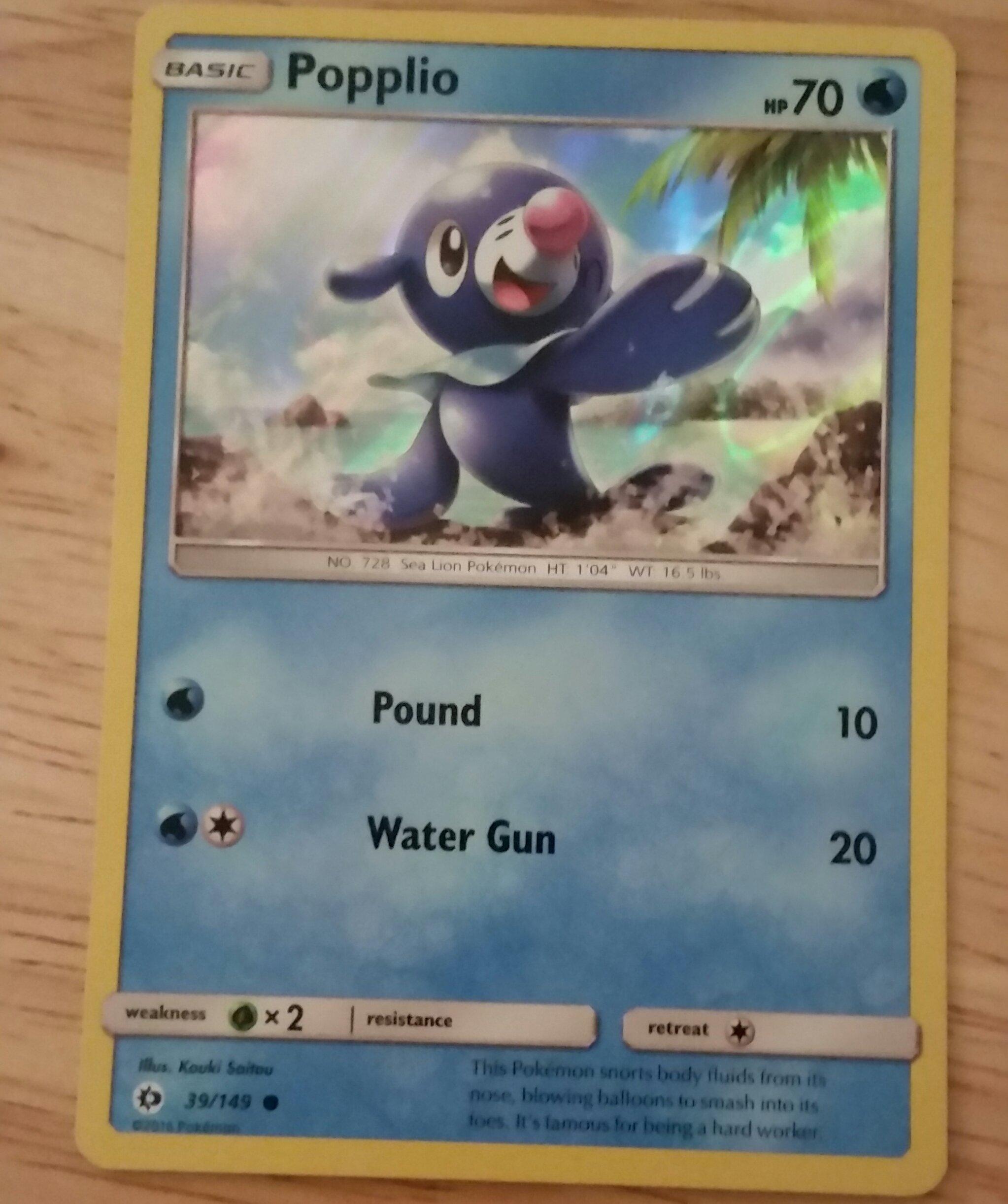 popplio pokemon card holographic Popplio 4/12 Holo McDonald's Holo Promo 2016 Pokemon Card TCG -ERROR HOLO BLEED