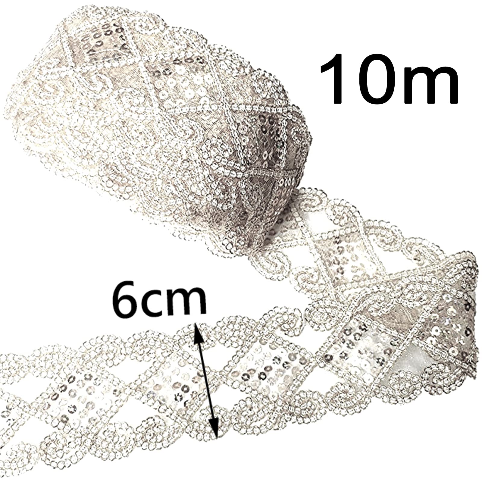 Elastico Piatto Nastro Di Paillettes Rosso 10M Rifiniture Lucide