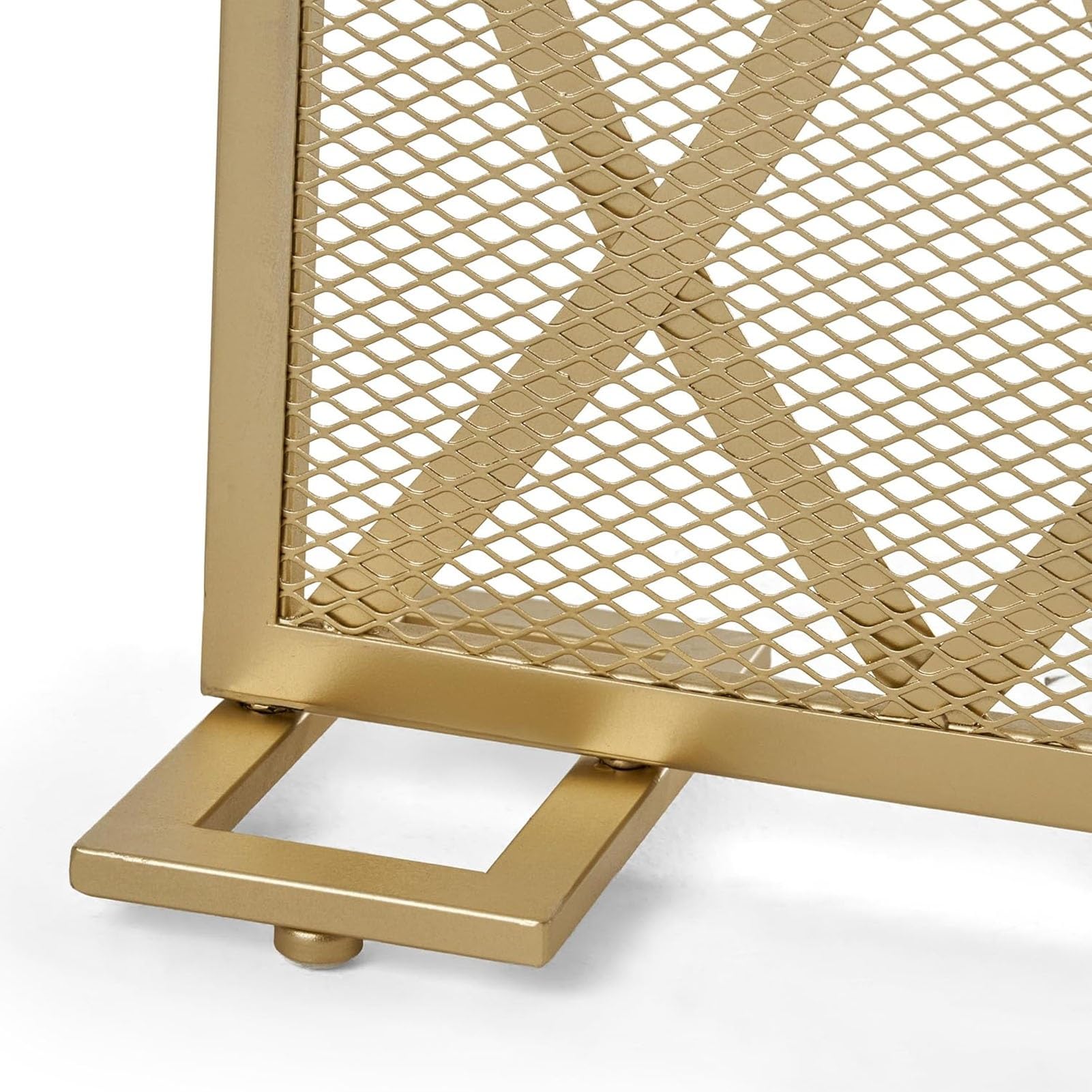 Quadratischer Kaminschutzgitter mit Einzelpaneel, Freistehender Ofenschutzgitter mit Feinem Gitter, Funkenschutzgitter für Kamine und Öfen, für Wohnzimmer(Metallic)