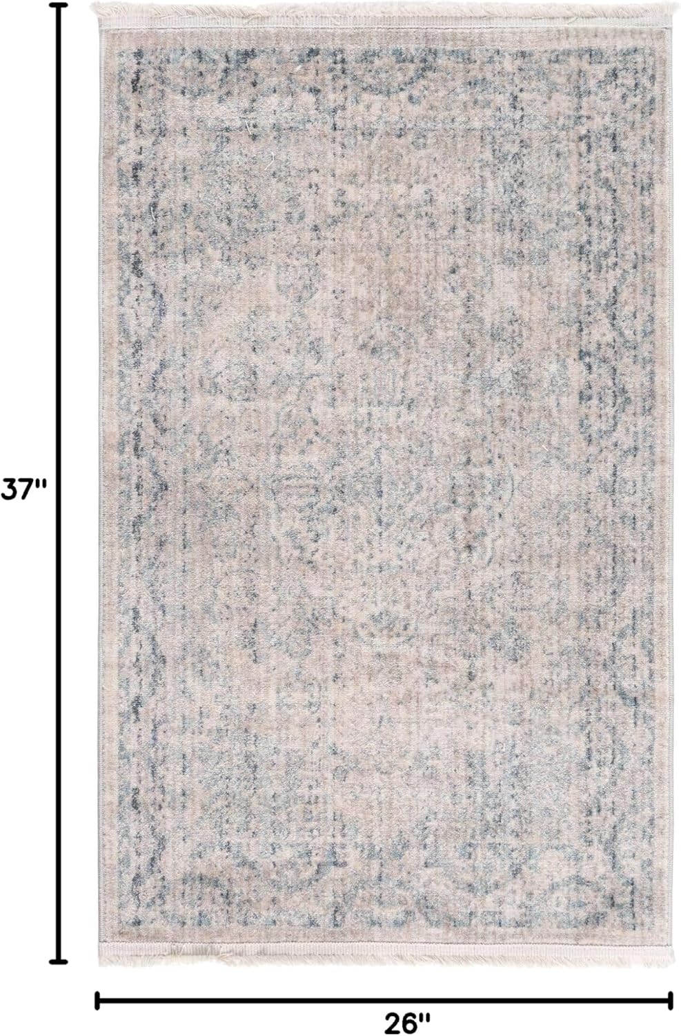 Unique Loom Noble Collection Country, Traditional, Distressed, Vintage, Geometric, Border Area Rug (2' 2 x 3' 0 Rectangular, Gray/Blue)