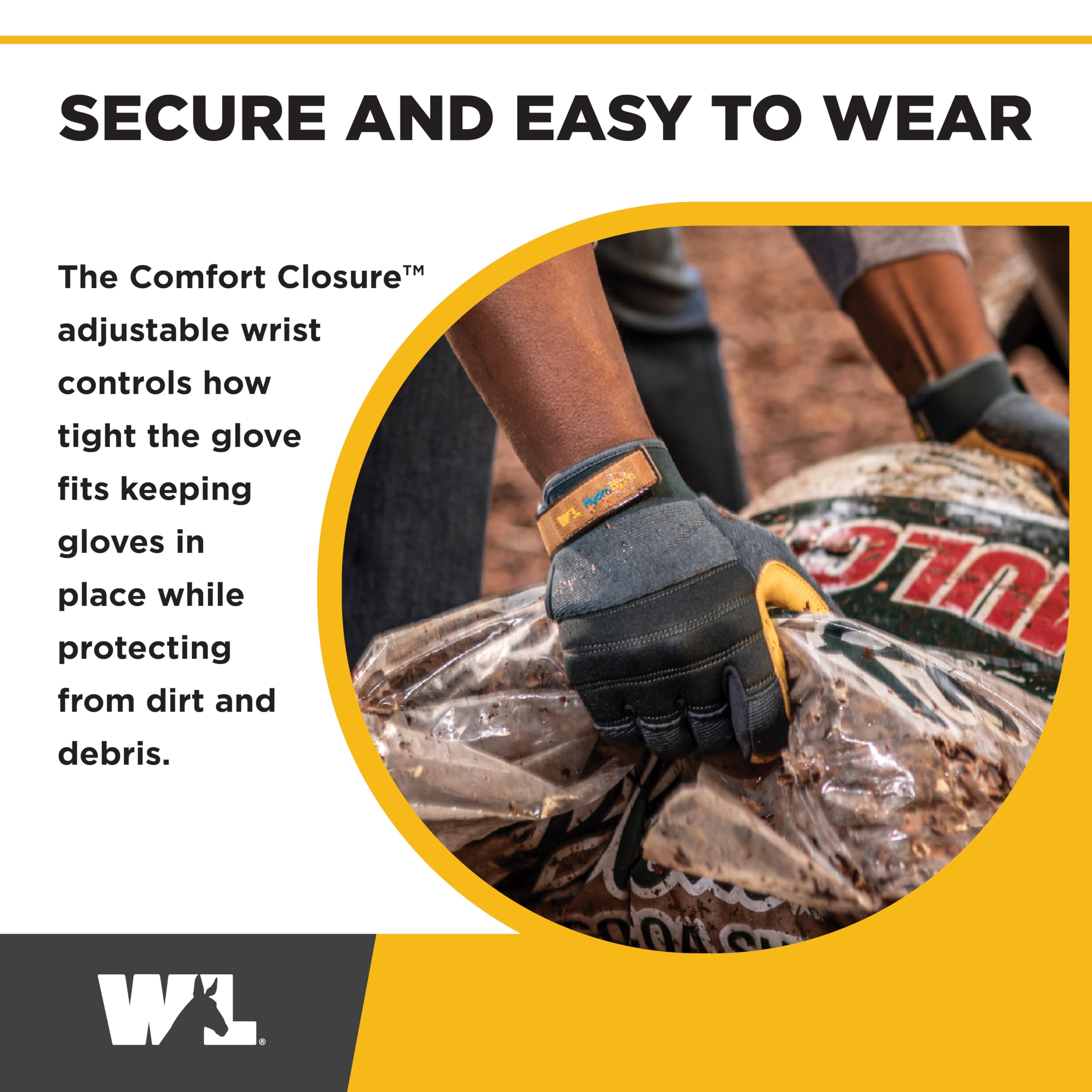 Wells Lamont HydraHyde - Guantes de trabajo híbridos de cuero vacuno de alta calidad, resistentes al agua, talla M (3242M)