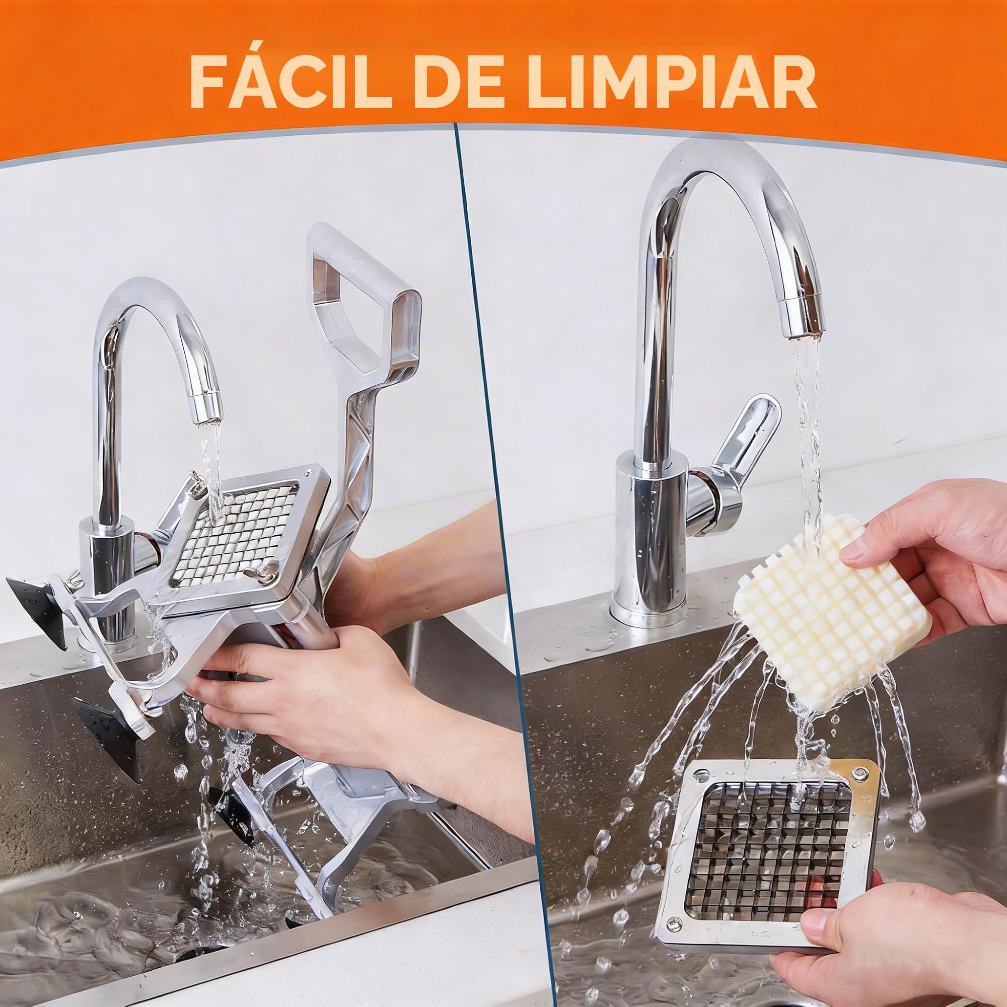 Cortador manual de patatas fritas,4 Cuchillas de Acero Inoxidable,(6mm 9mm 13mm 8 cuchillas en forma de cuña) Corte Uniforme, cuatro ventosas, con Ventosas para Cebollas Zanahorias Pepinos