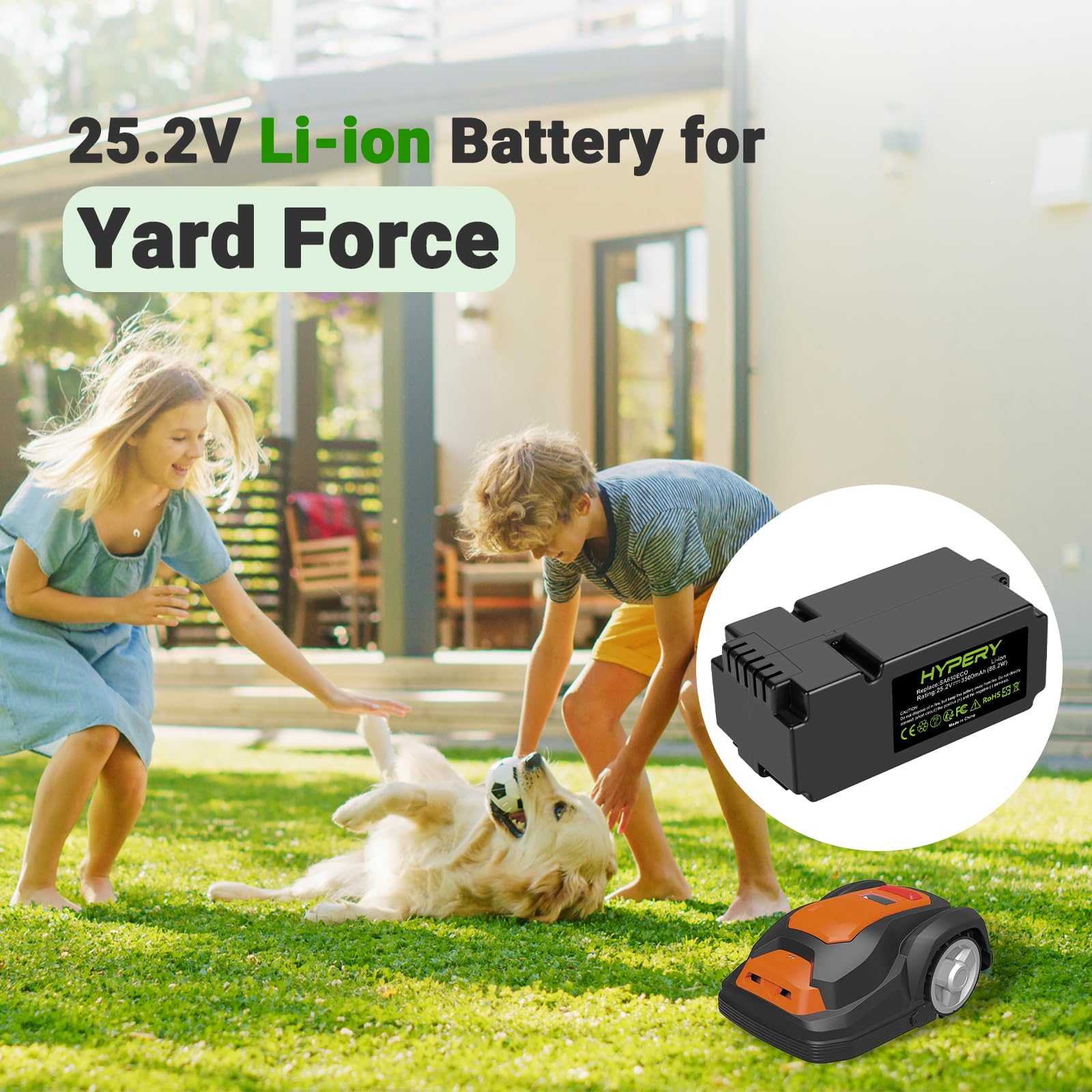 Batería de ion de litio de repuesto de 25,2 V, 3500 mAh, compatible con robot Yard Force SA650ECO SA500ECO SA600H SA800PRO SA500 SA900 SC600ECO cortacésped robot cortacésped