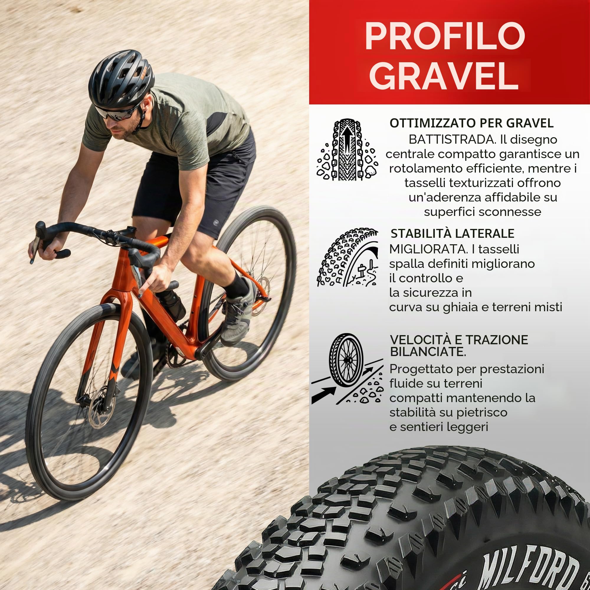 Fincci Kit 2 Copertoni Gravel 700x40c (42-622) – Pneumatici Pieghevoli per Bici Ibrida, Adventure e Touring – Protezione Antiforatura 1mm, 60 TPI – Ideali per Sterrato, Asfalto e Bici Elettrica