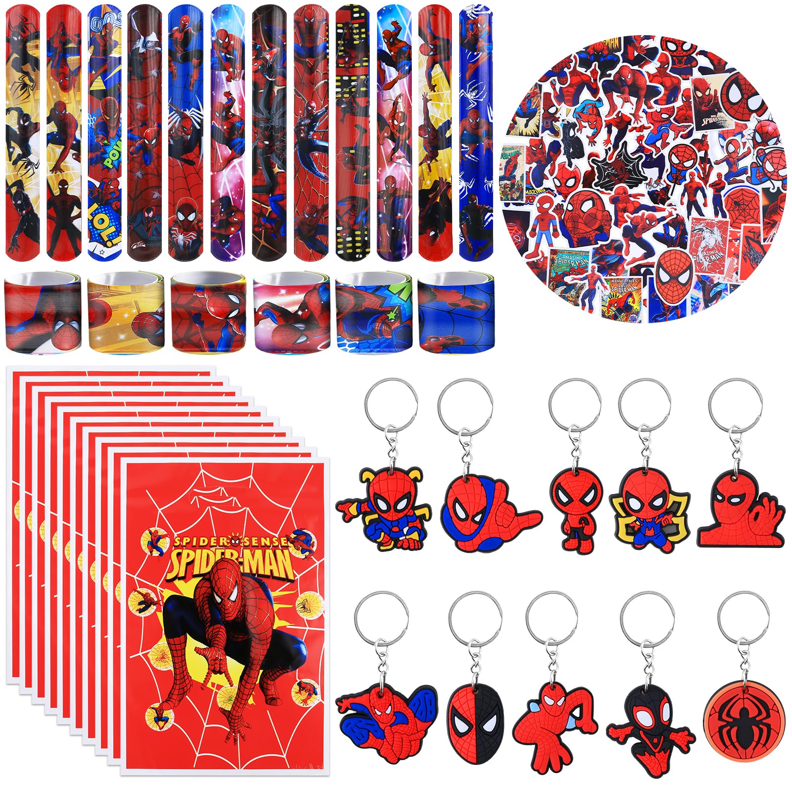 Pianocean Boys Party Bag Fillers for Kids, 82PCS with Slap Bands, Keychain, Stickers, Party Bags, Party Prizes, Party Favour Filler for Kids