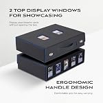 Trading Card Storage Box 3900+ with Portable Handle & Alloy Lock, 5-Row MTG Deck Box with Removable Dice Tray, Commander Display Card Case for Toploader TCG PTCG Sports Cards (Black&Blue)