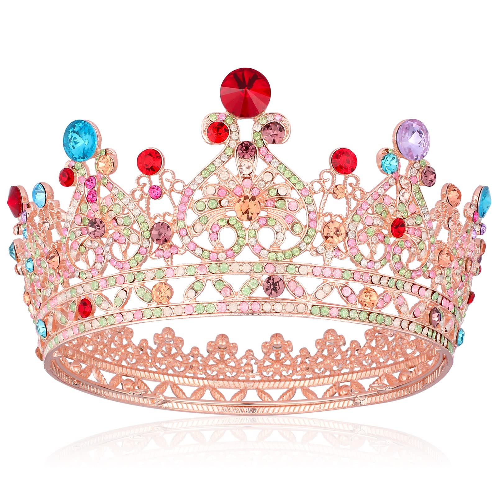 COCIDECrown for Women Crystal Queen Crowns and Tiaras Girls Full Round Wedding Headband Hair Accessories for Birthday Pageant Prom Bridal Party Halloween Costume