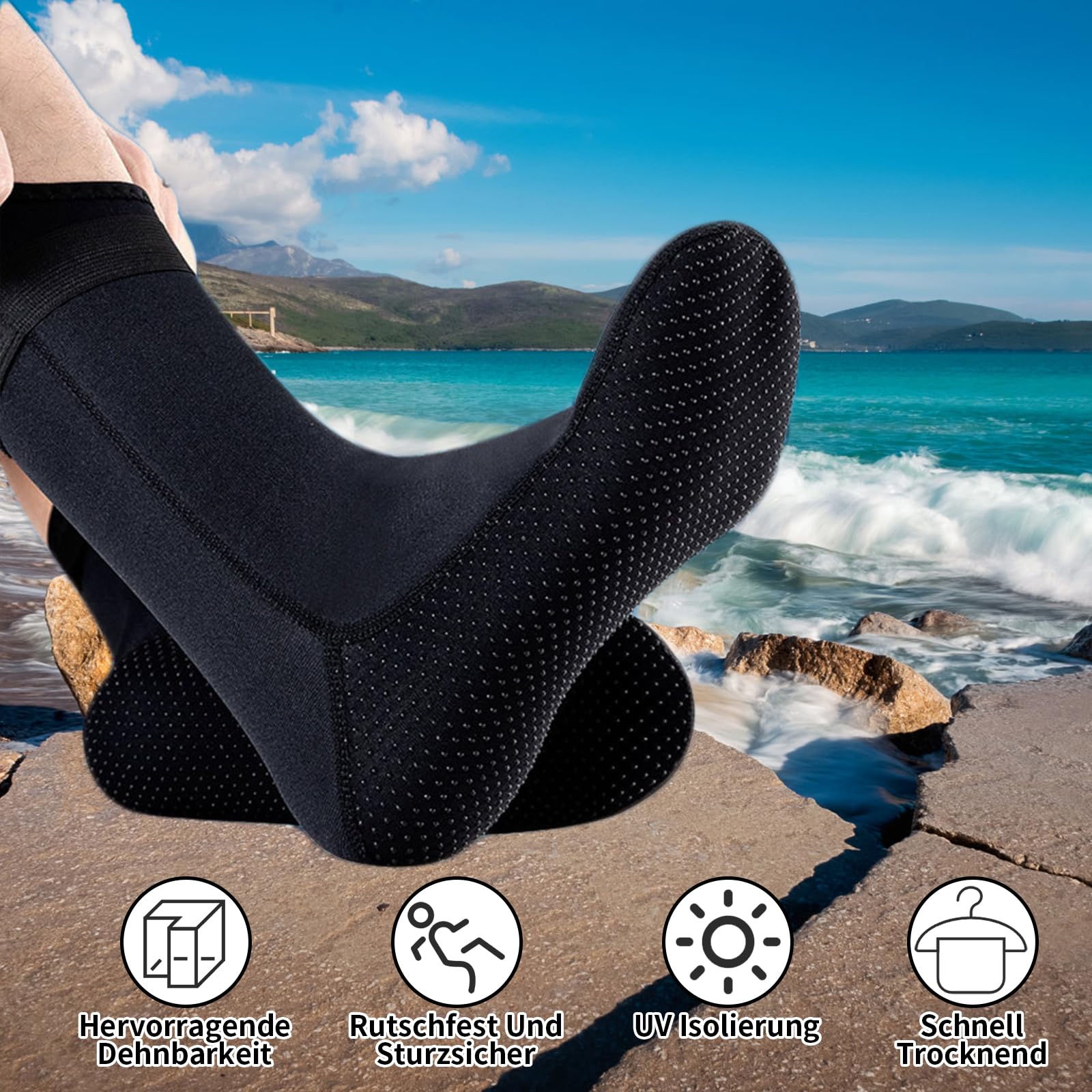 Wvu & Wvo Calzini in neoprene, 3 mm, per immersioni, snorkeling, surf e maggiore comfort per sport acquatici