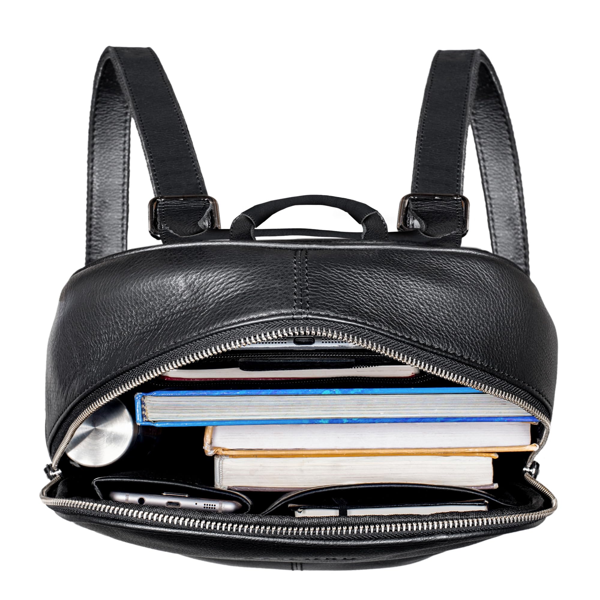 STILORD "Renée" Skórzany Plecak Roboczy Mały plecak skórzany Plecak ręczny Plecak skórzany na Laptop Torebka ręczna City Going Out Daypack Leather Kolor:czarny
