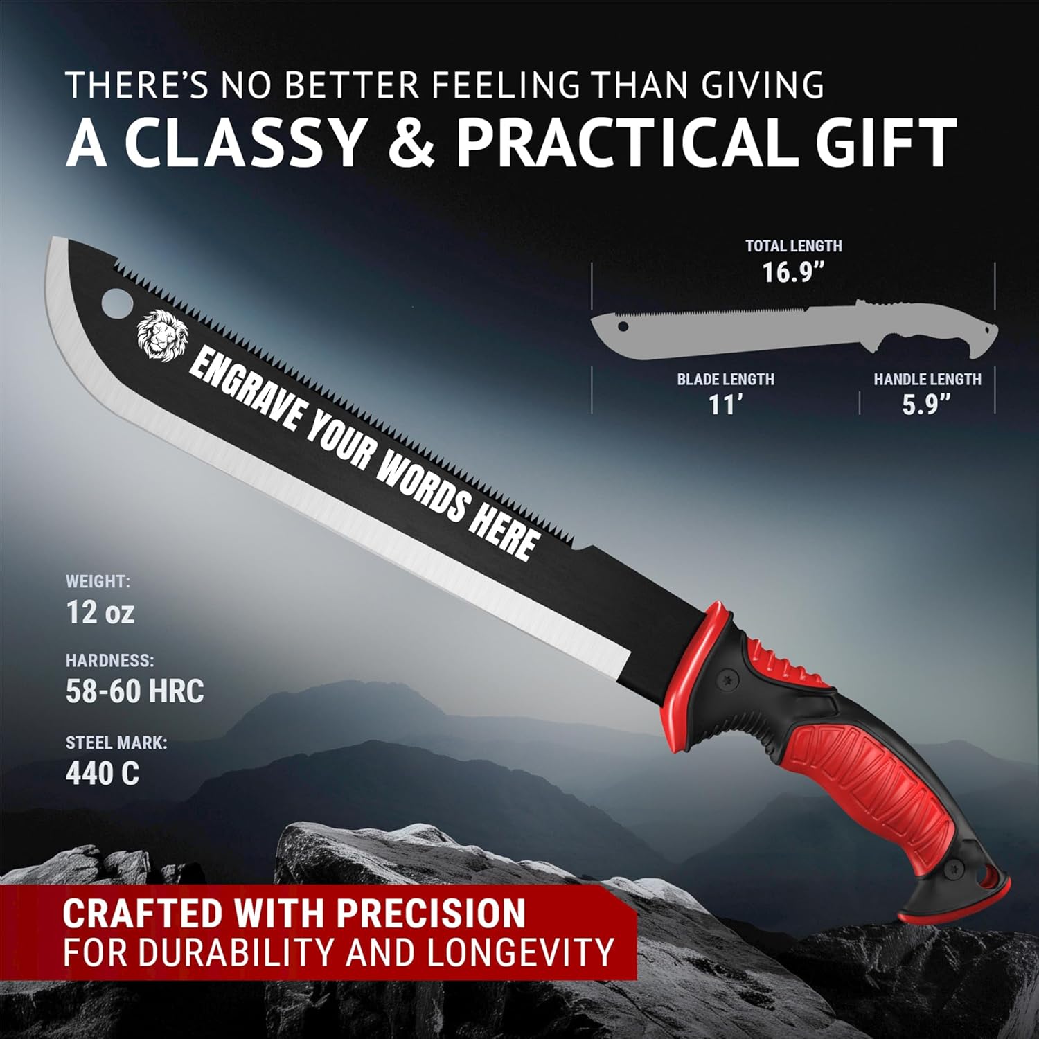 Machete with Saw 25" / 19" Heavy Duty Tool & Sheath - Ergonomic No-Slip Handle - Survival Knife with Serrated Blade - Machetes for Bushcraft Hunting Garden Cutting Trees and Yard Work
