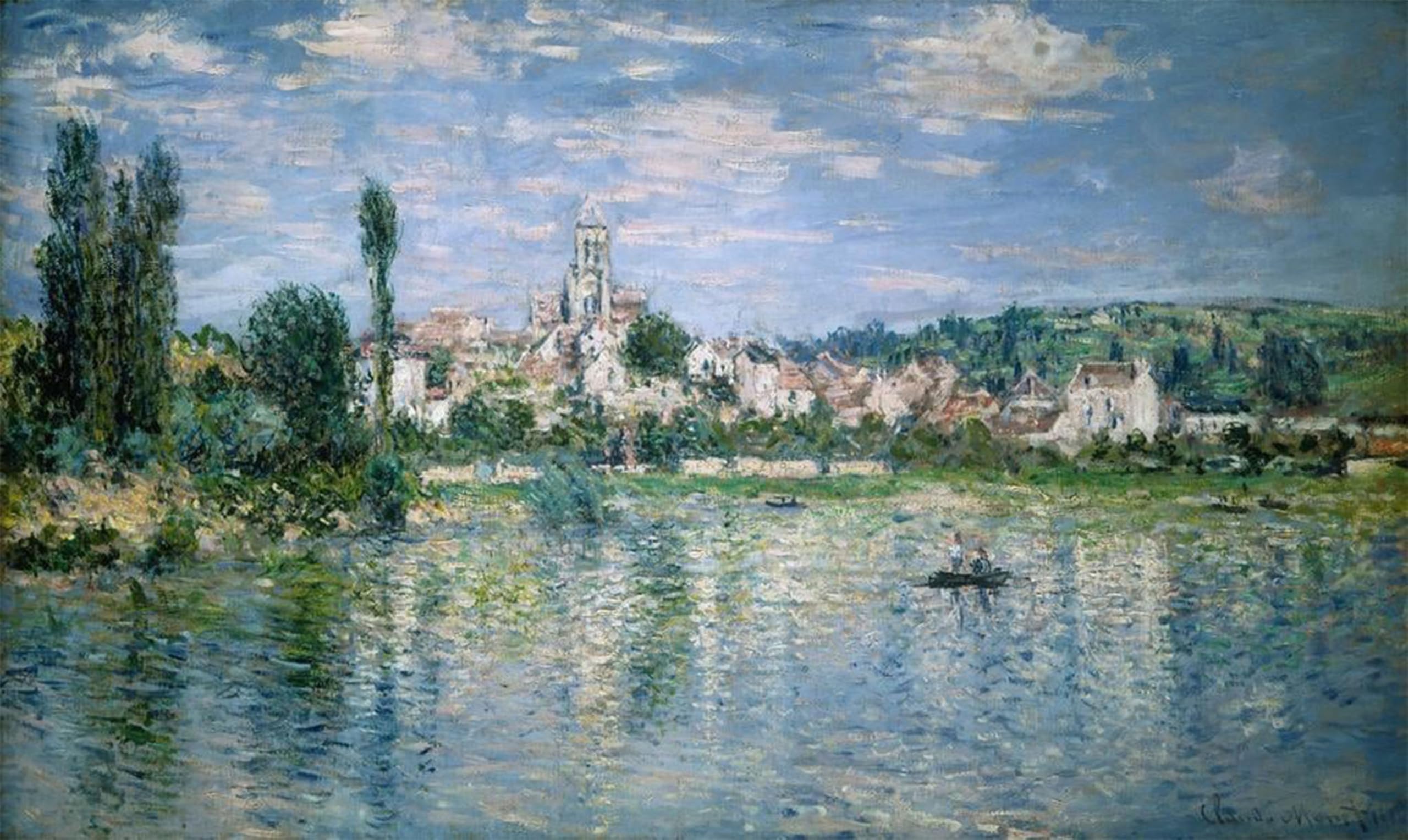 POSTERIIk Vintage Classic Picture Landscape Artwork View of Vétheuil Summer by Claude Monet Portrait Canvas Painting for Office Home Decor 60x90cm