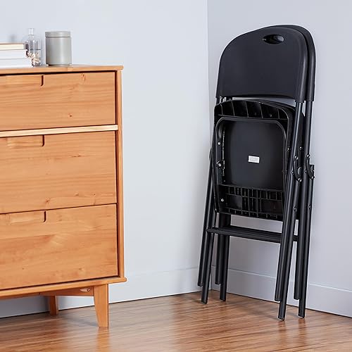 Miniatura 6 de Amazon Basics Silla Plegable Portátil Resistente de Plástico Plegable, Capacidad de 350 Libras, Negro, Paquete de 2 Negro -,Blanco