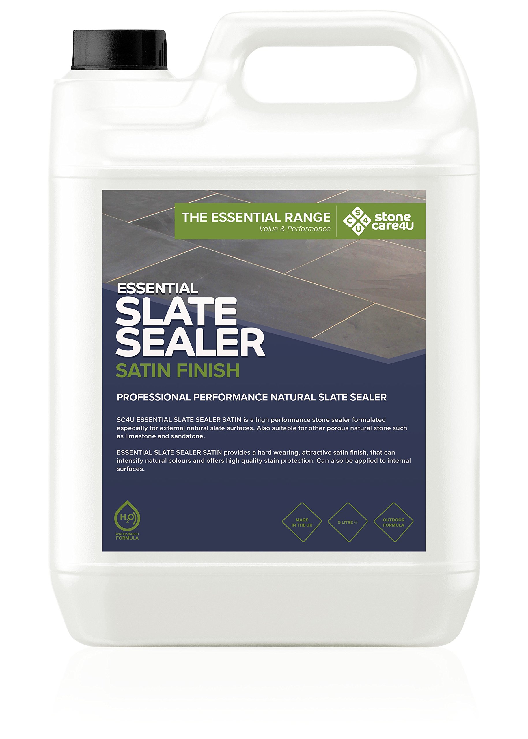 StoneCare4u Essential - SLATE SEALER - Satin Finish – 5 litre - External Colour Enhancing Natural Slate, Limestone and Sandstone Sealer. Durable, Quick Drying Stain Resistant Formula