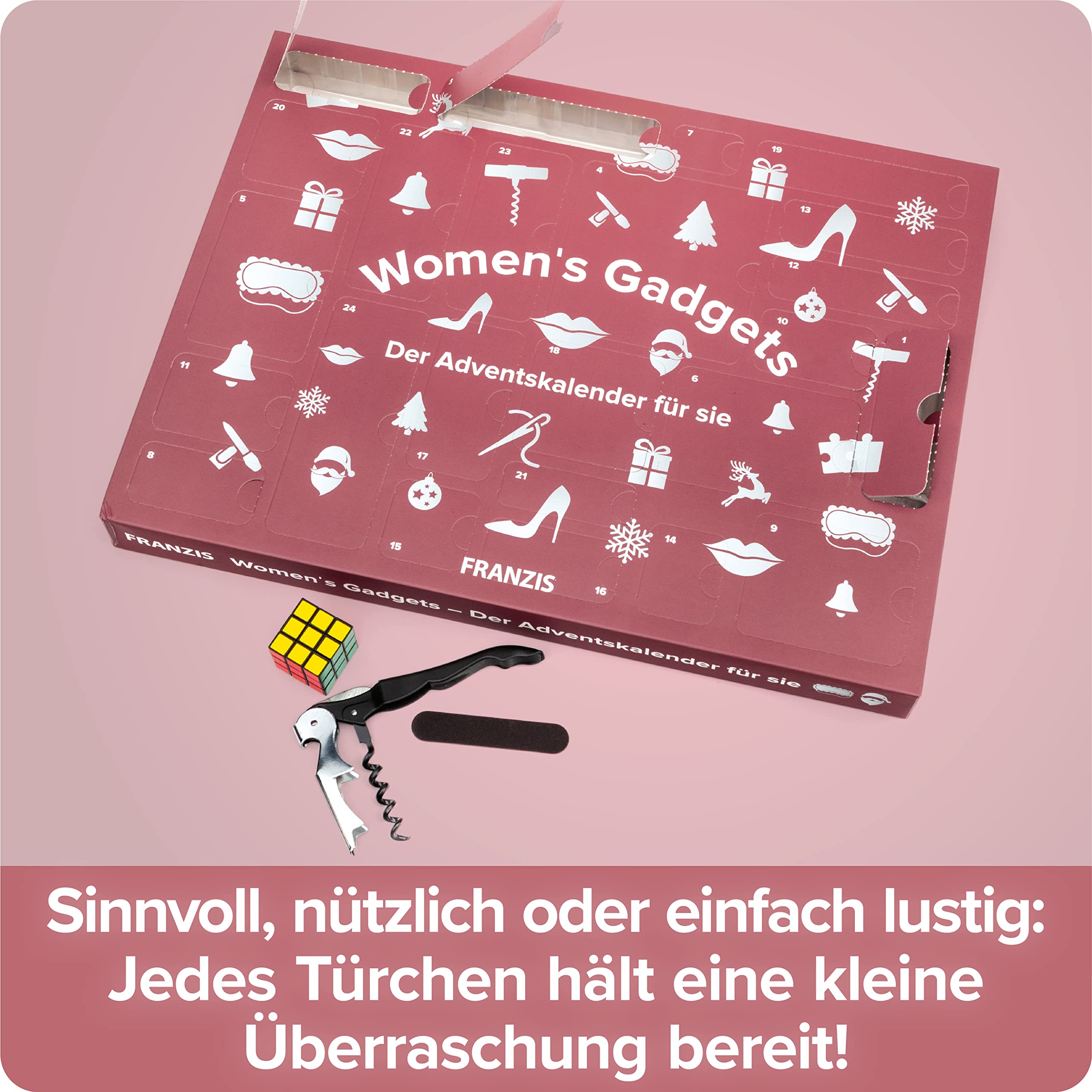 FRANZIS 67181 - Women's Gadgets - Der Adventskalender für Sie, 24 kleine Überraschungen, die Frauenherzen höher schlagen lassen