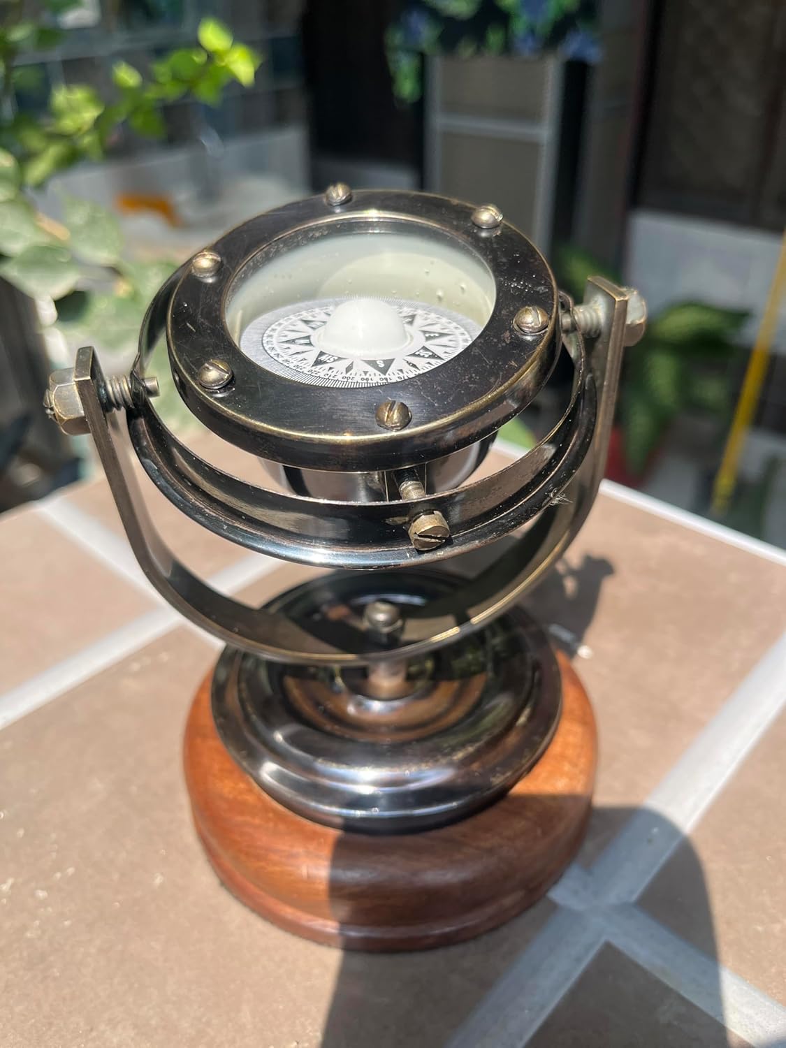 Black Antique Brass Nautical Gimbal Compass Vintage Ship's Binnacle gimballed Compass