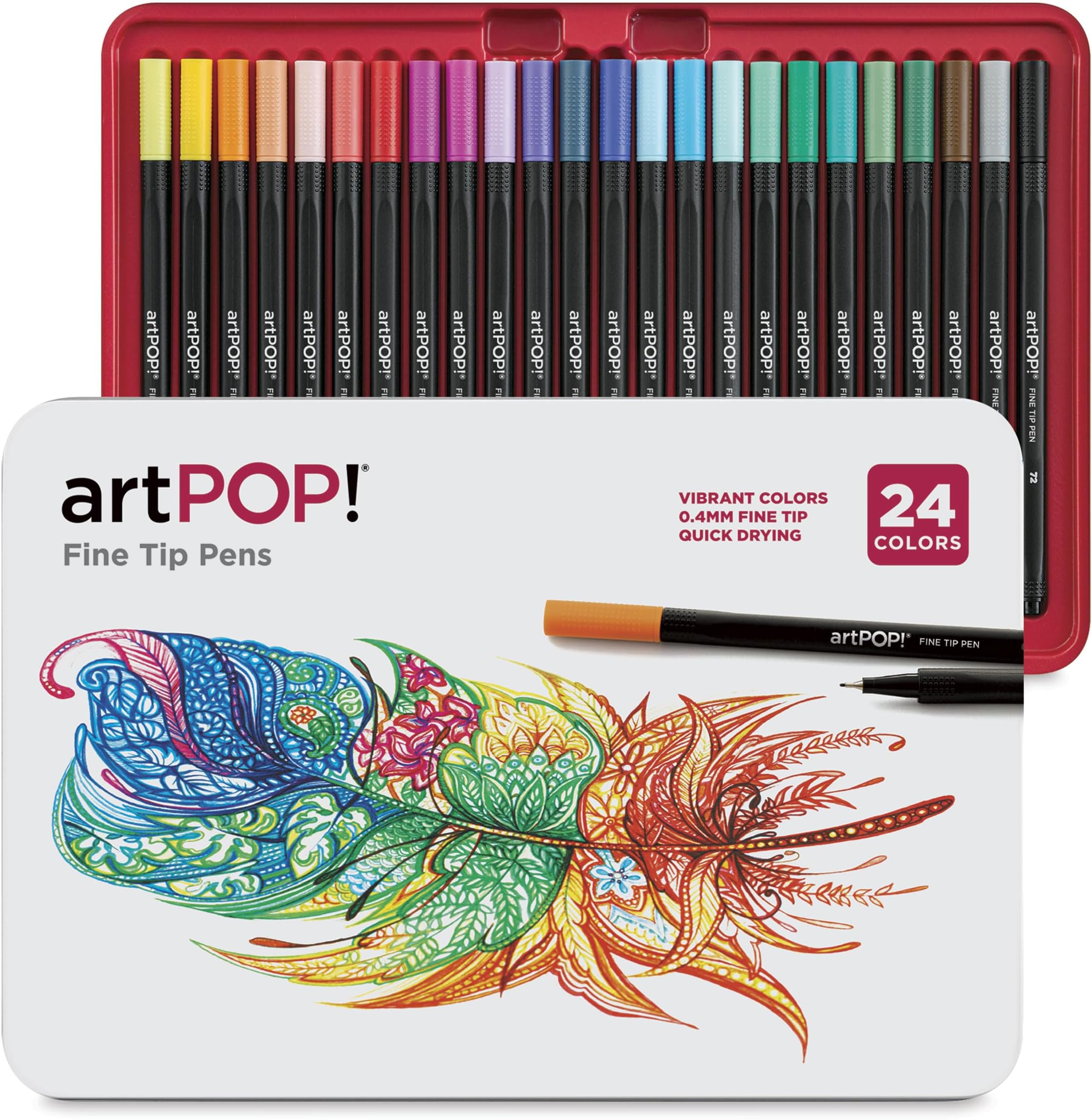 artPOP! Fineliner Pens - Set of 24 24 Vibrant Colors 0.4 mm fine line Quick-Drying, Water-Based Ink Comfortable to Hold