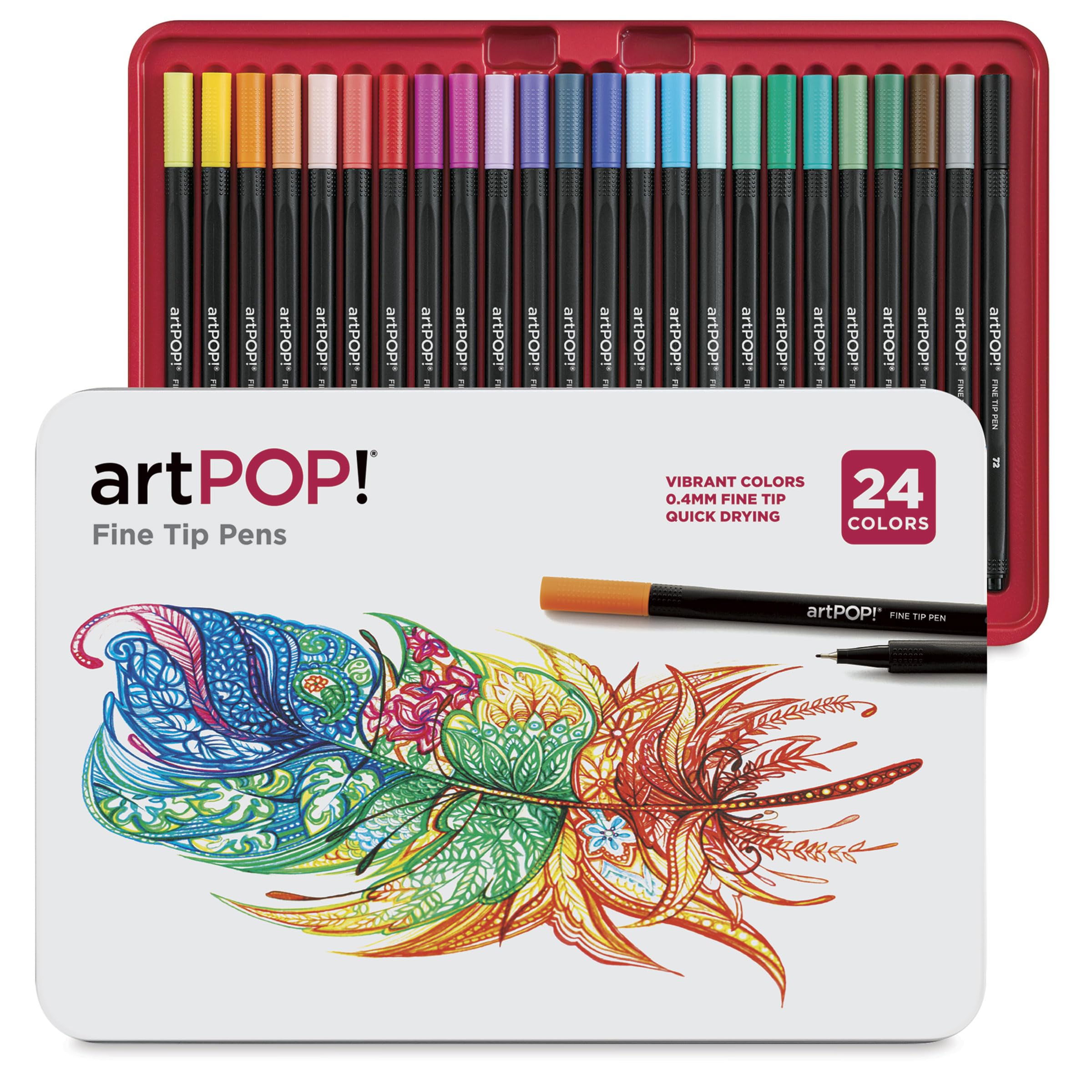 artPOP! Fineliner Pens - Set of 24 24 Vibrant Colors 0.4 mm fine line Quick-Drying, Water-Based Ink Comfortable to Hold